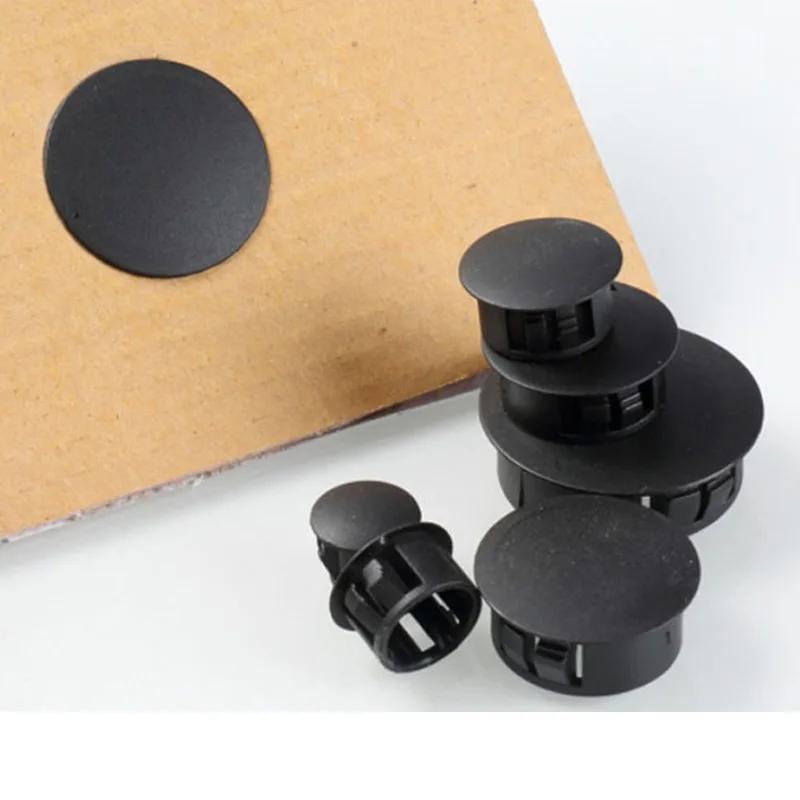 Bouchons Ronds Noirs en Plastique à Encliqueter, Couvercles pour Trous de Meubles et de Bureau, 5/5/