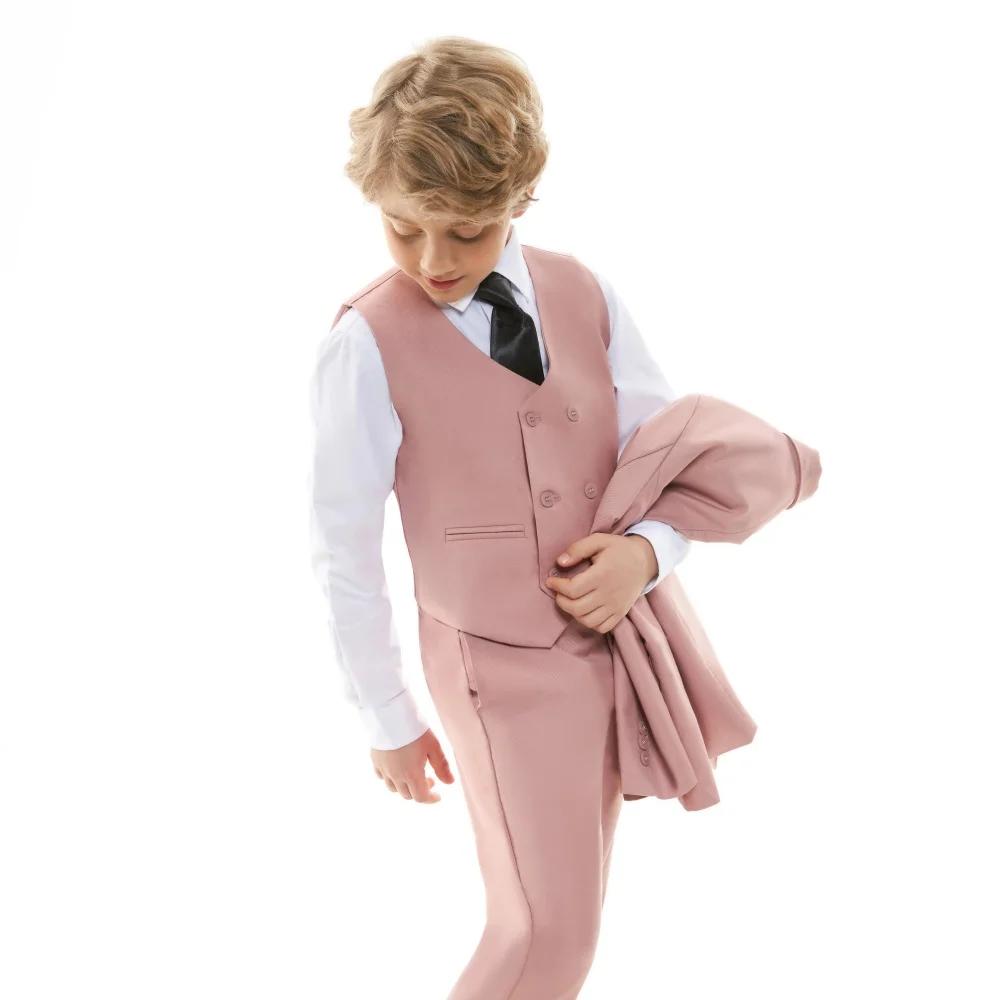Ensemble de costume rose solide pour enfants, pour fête de mariage, remise de diplôme, Communion, re