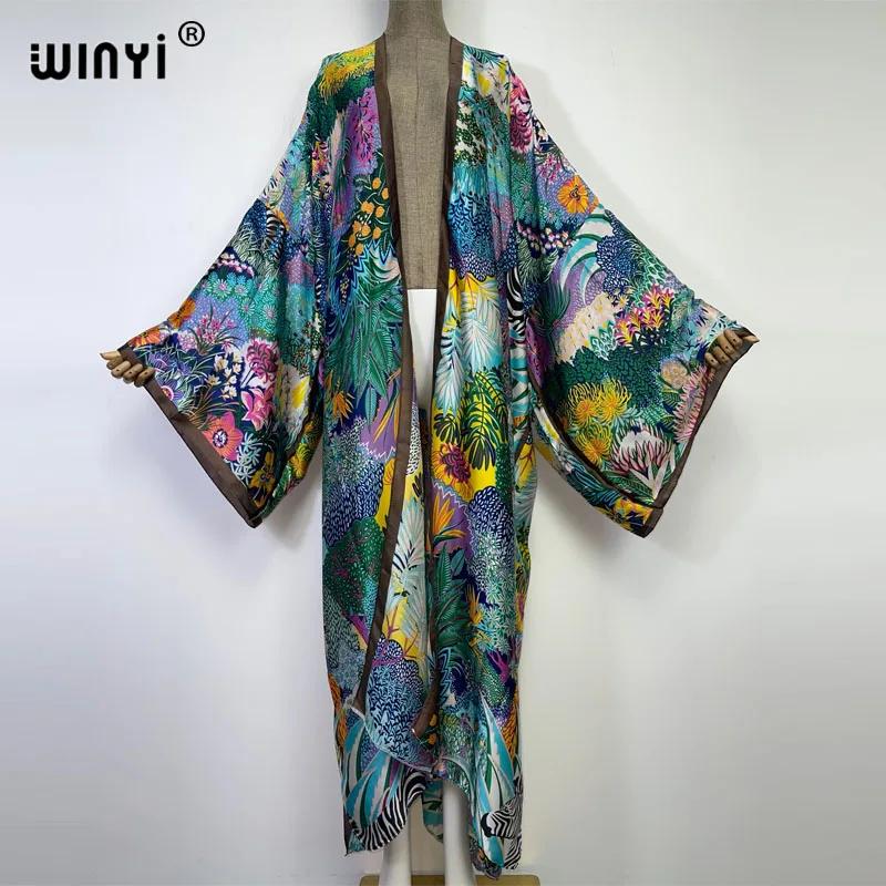 WINYI nouveau été femmes Cardigan point Cocktail Sexcy Boho Maxi vacances africaines manches chauve-
