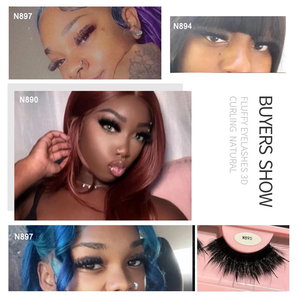 Livraison gratuite 10 paires/pack moelleux vaporeux bande naturelle cils avec pointes en gros en vra