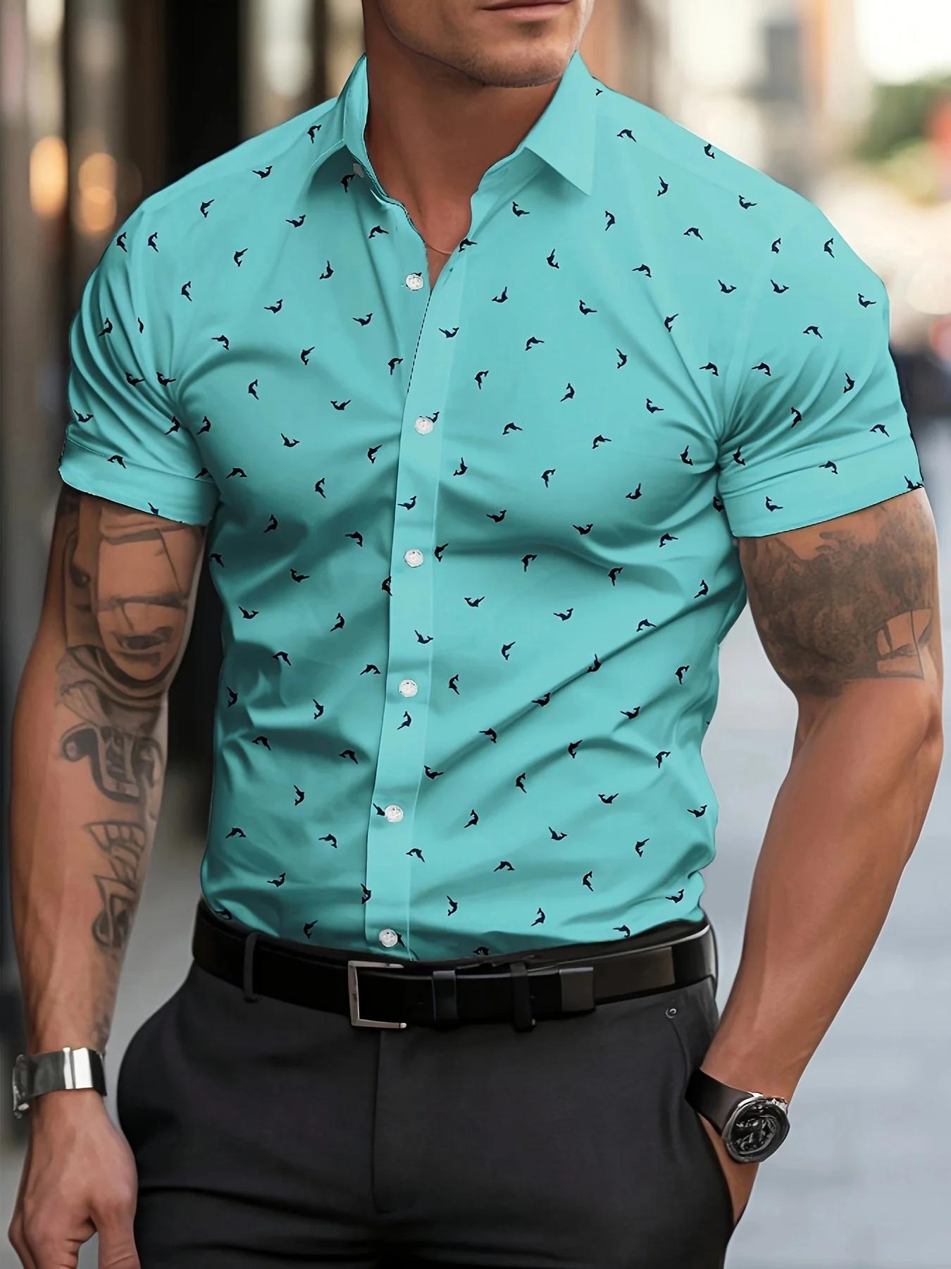Chemise décontractée à manches courtes pour hommes – Tissu léger et respirant d'été avec imprimé poi
