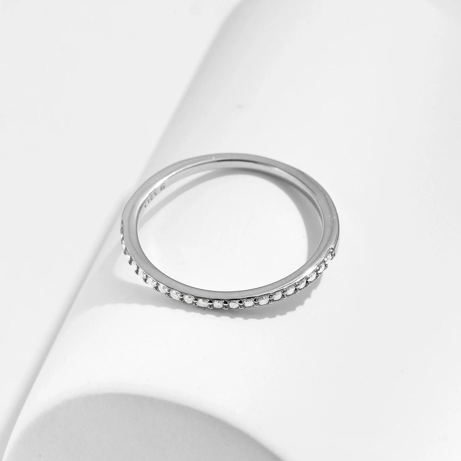 MODIAN Simple éternité Moissanite bague 925 en argent Sterling scintillant Simple mince anneaux de m