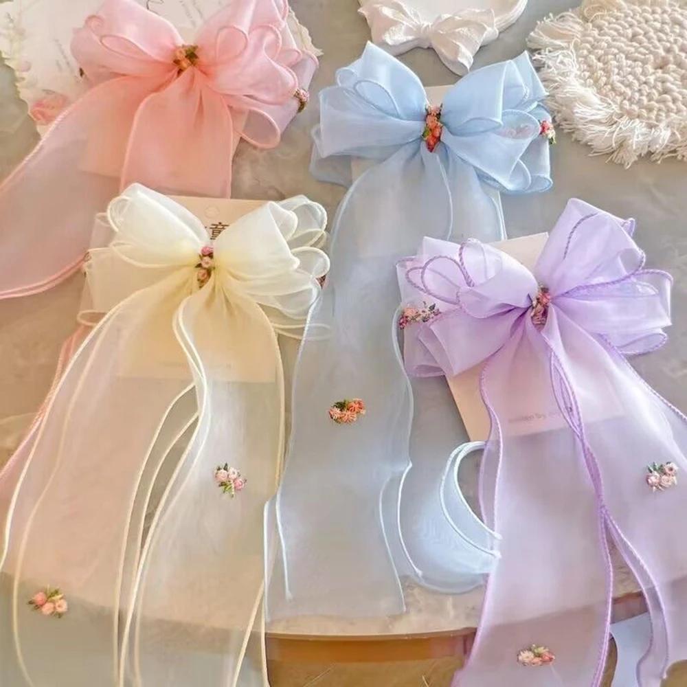 Épingle à cheveux tressée pour enfants coréens, accessoires pour cheveux floraux brodés, coiffure qu