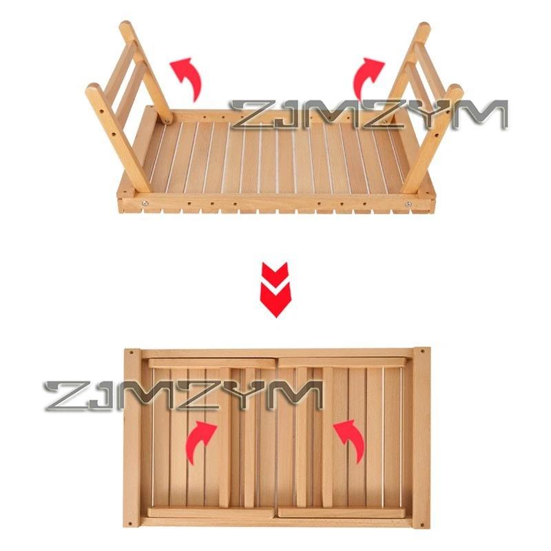 Table d'extérieur pliante en bois massif, Portable, pour Camping, randonnée, Barbecue, petite Table,