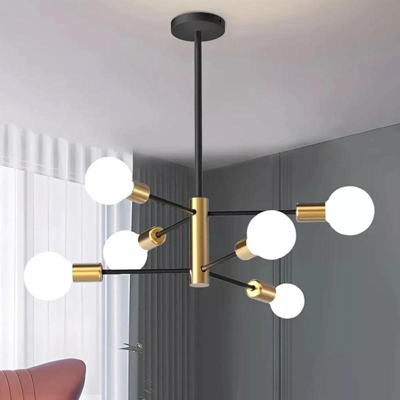 Lustre nordique moderne Sputnik noir lampe à LED 4/6/8 lumière éclairage domestique luminaires d'int