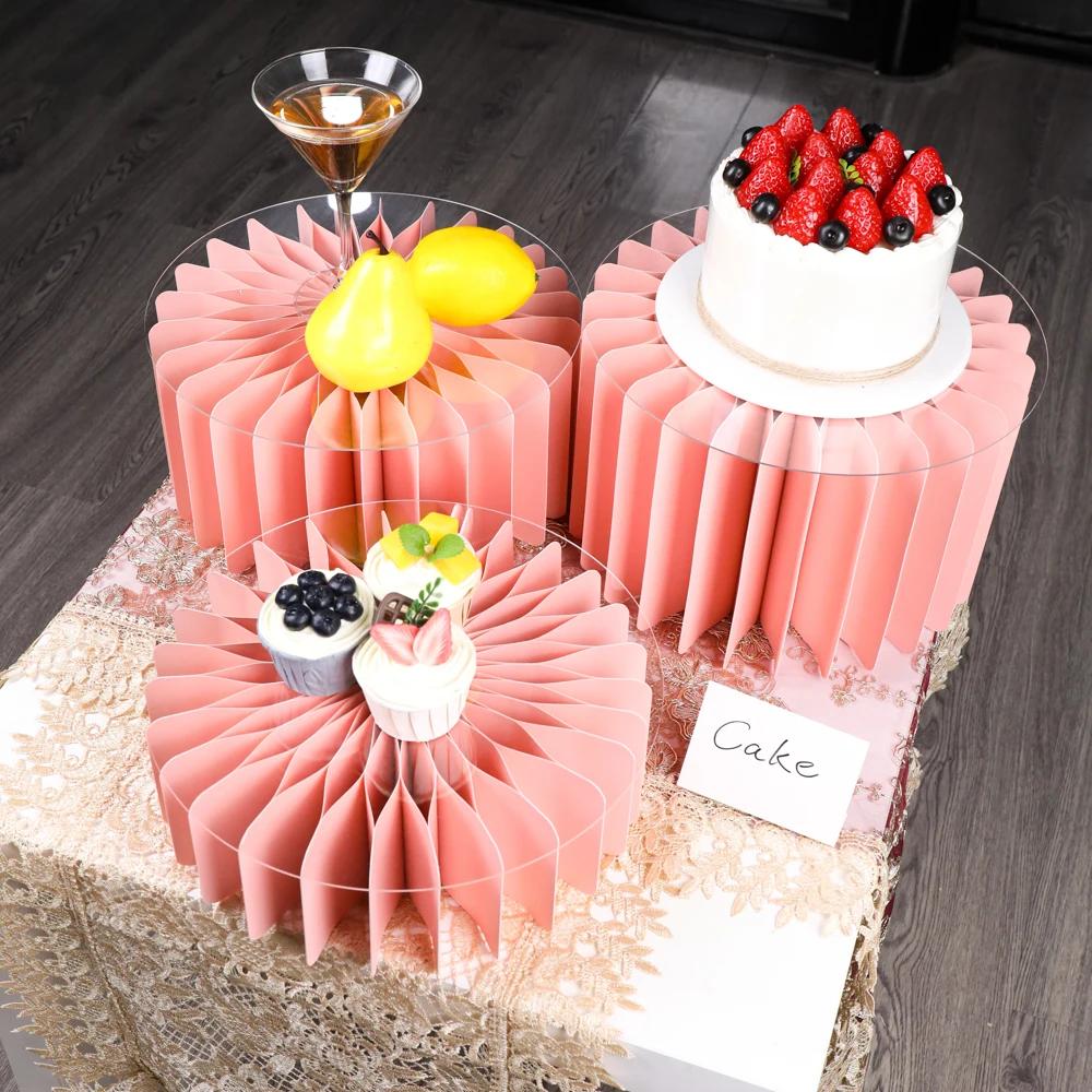 Support sur pied rond pliable en carton, colonnes, tables cylindriques pour fêtes, réception-cadeau 