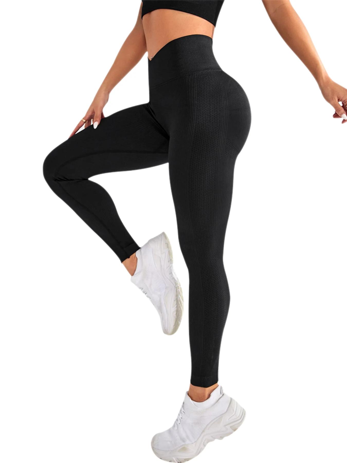 Leggings d'entraînement pour femmes, taille croisée, élastique, fesses à bulles, Fitness, Yoga sans 