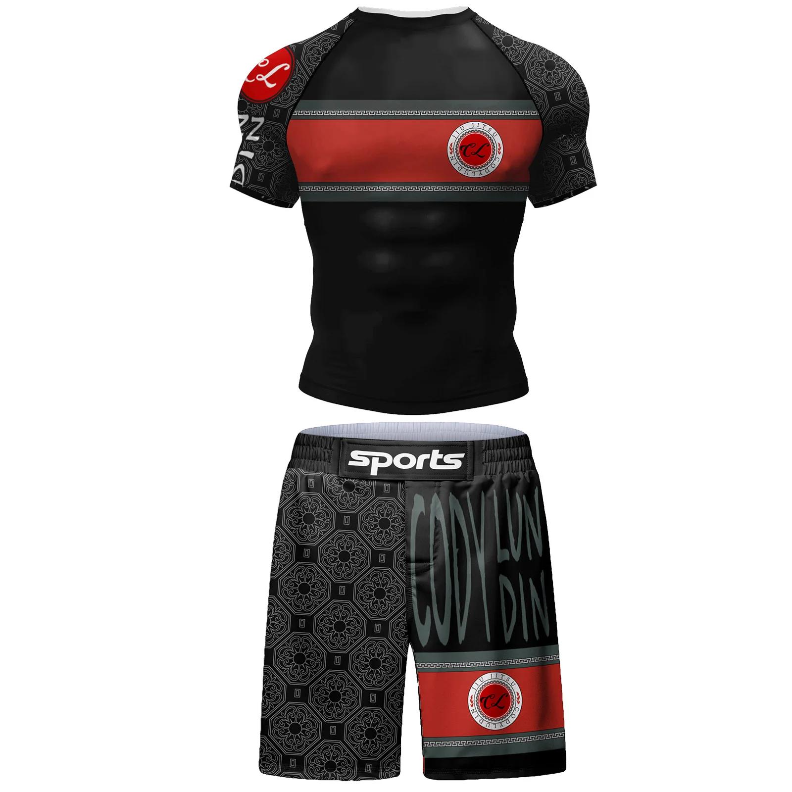 Ensembles courts de vêtements de Surf de plage populaires pour jiu jitsu Bjj No Gi Rashguard + Short