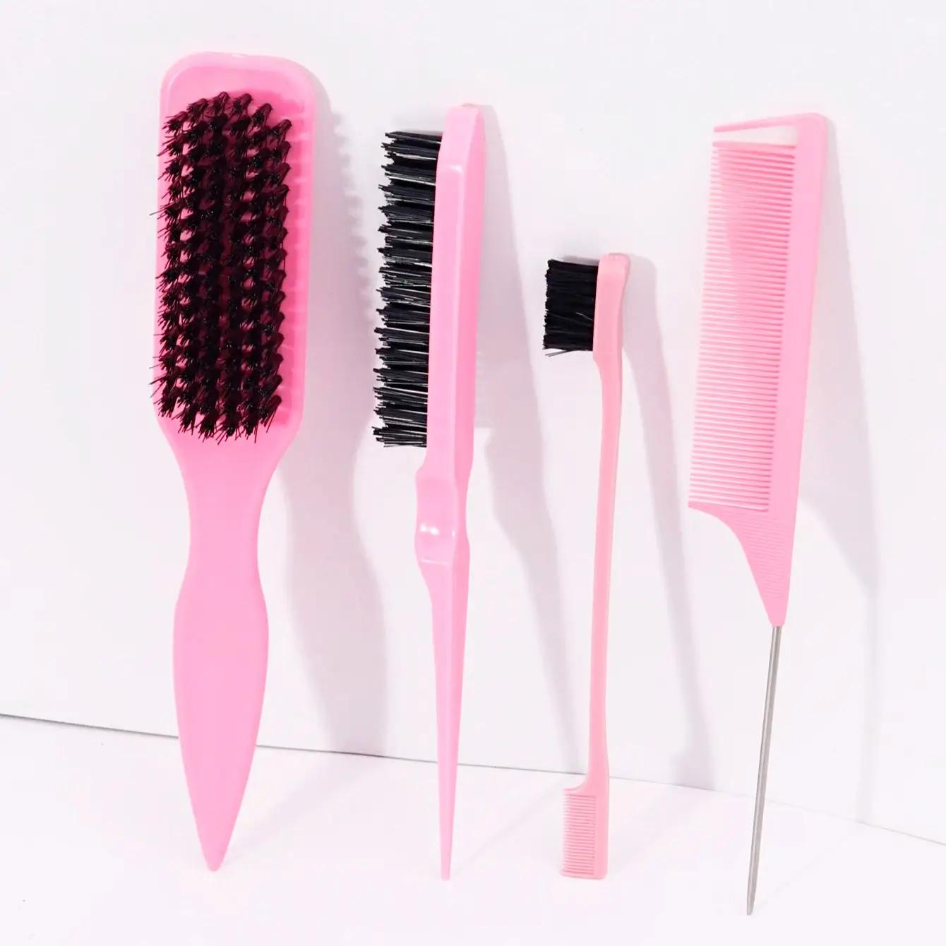 Ensemble de 4 peignes à queue pointue, antistatiques, poils en nylon, utilisés pour lisser les cheve