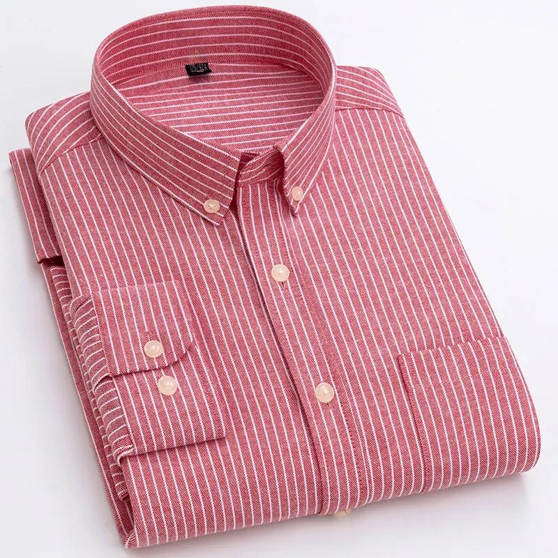 Chemise à manches longues tissée Oxford pour hommes, en coton, sans repassage, anti-rides, facile à 