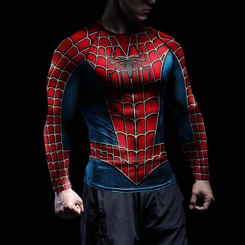 Nouveau T-shirt à manches longues pour homme 2026, imprimé Spider-Man, pour le sport et le fitness, 