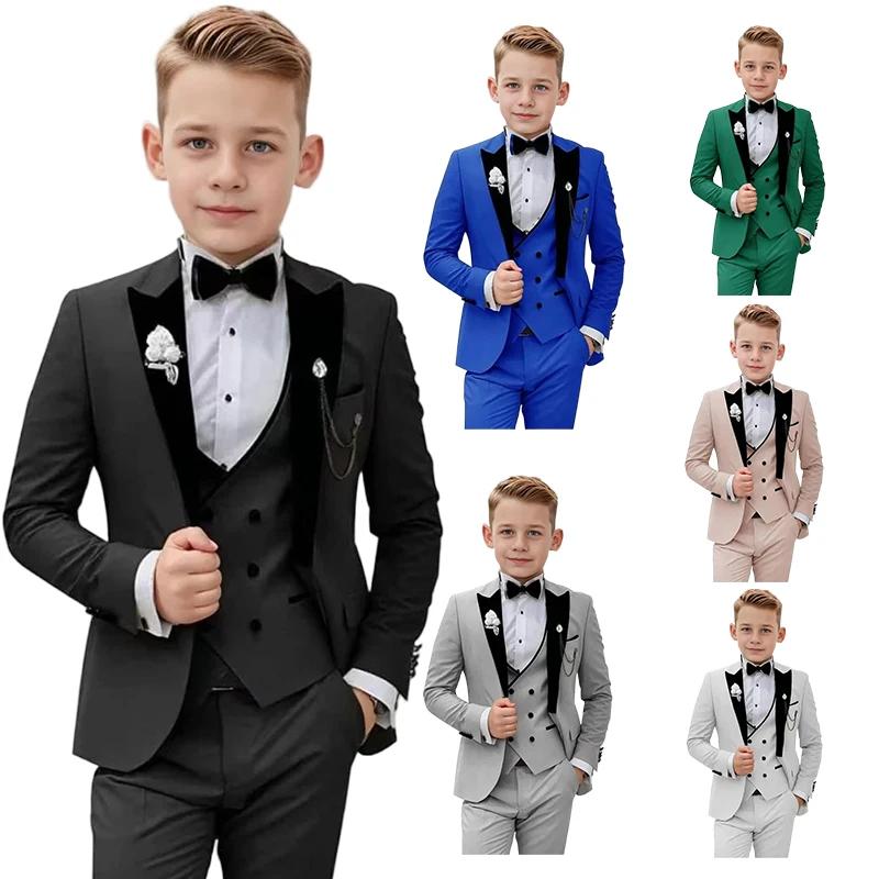 Costume de smoking pour enfants, ensemble de costume élégant pour garçons de 3 à 16 ans, 3 pièces, c