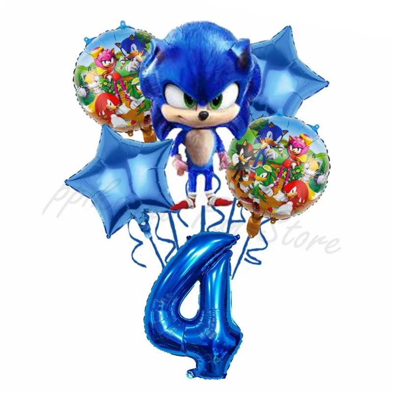Ensemble de ballons combinés numériques sur le thème du sonique bleu, décoration d'anniversaire, cad
