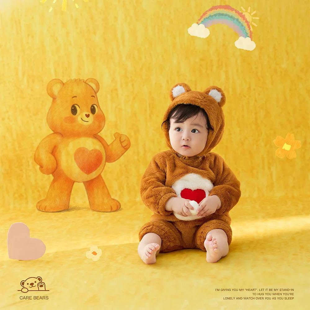 Tenue de photographie pour nouveau-né, thème ours de dessin animé mignon, barboteuse en peluche douc