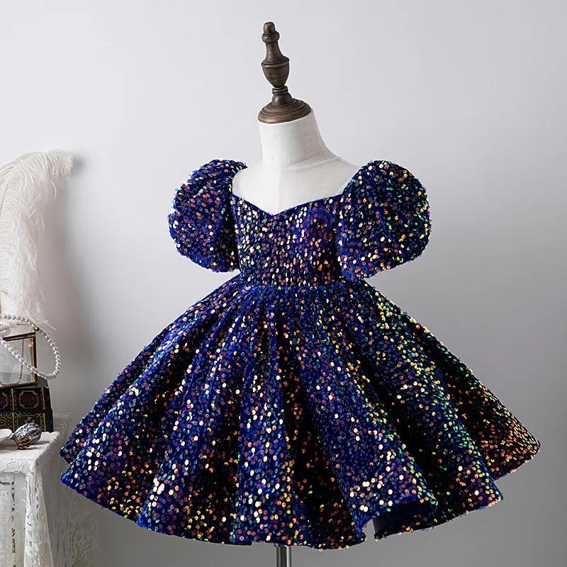 Robe de premier anniversaire pour bébé fille, robe de princesse à manches bouffantes pour filles (âg