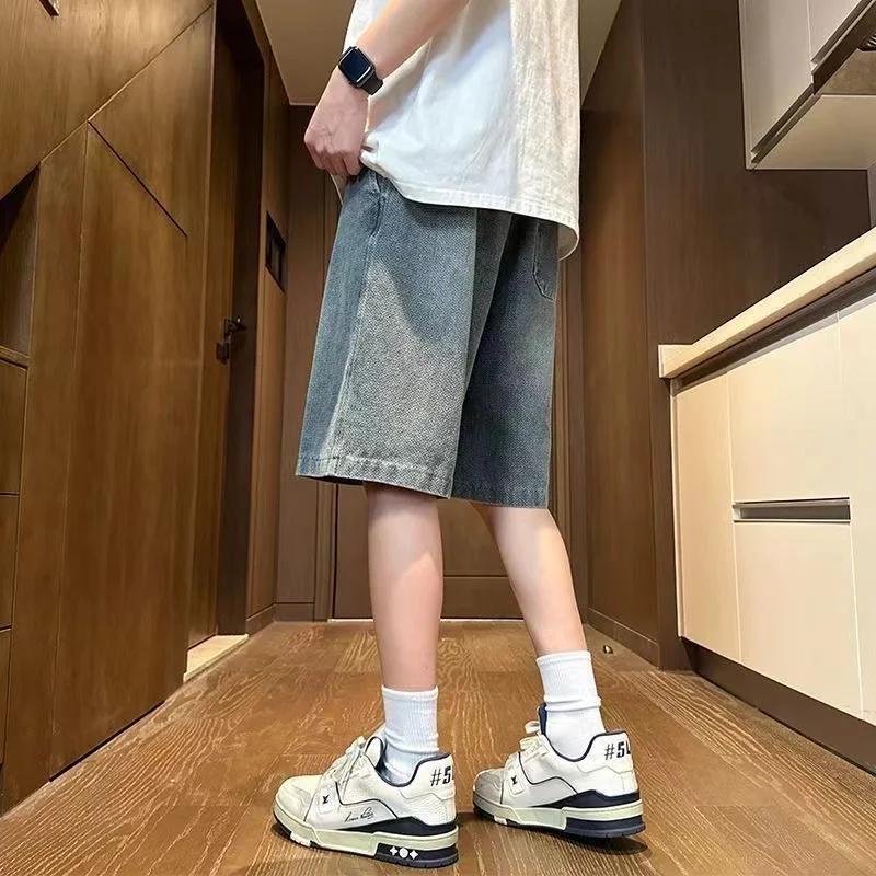 Shorts en jean bleu pour hommes, style Jorts, coupe ample, Harajuku, streetwear, Y2K, unisexe, overs