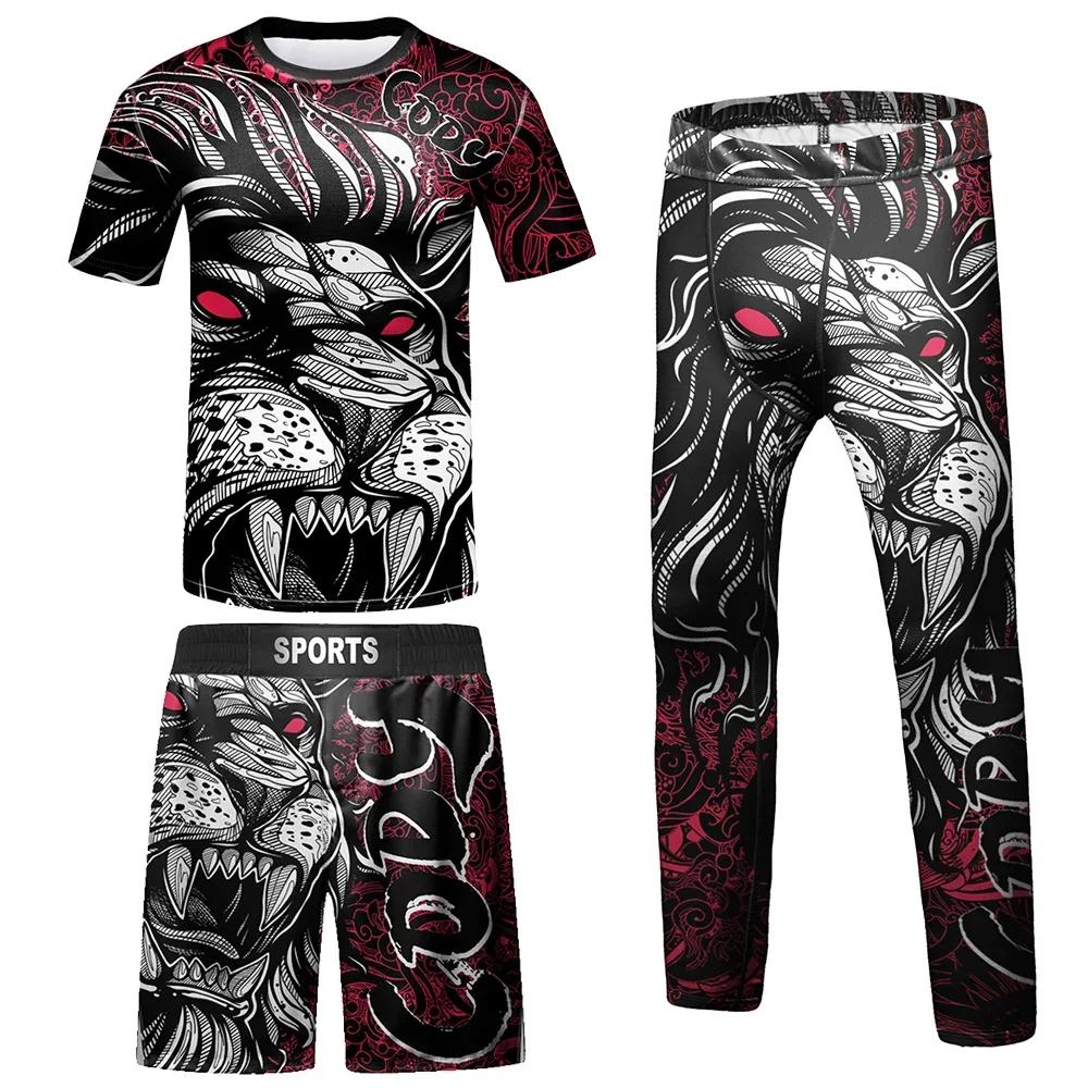 Rashguard-T-shirt et pantalon Jiu Jitsu pour enfants, vêtements de sport pour garçons, herbe grappin