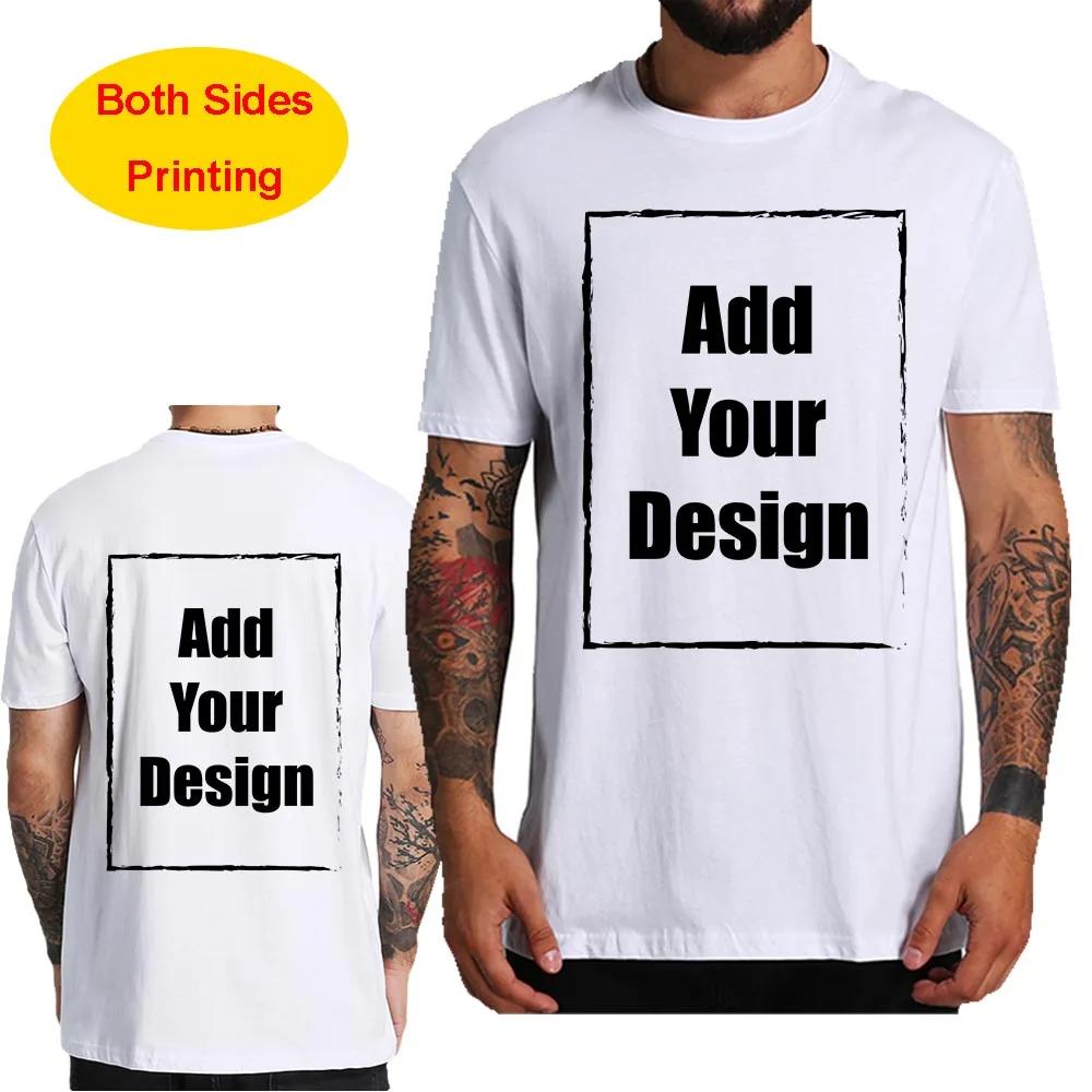 T-shirt personnalisé pour hommes, 100% coton, imprimé avant et arrière, faites votre Design, Logo, t