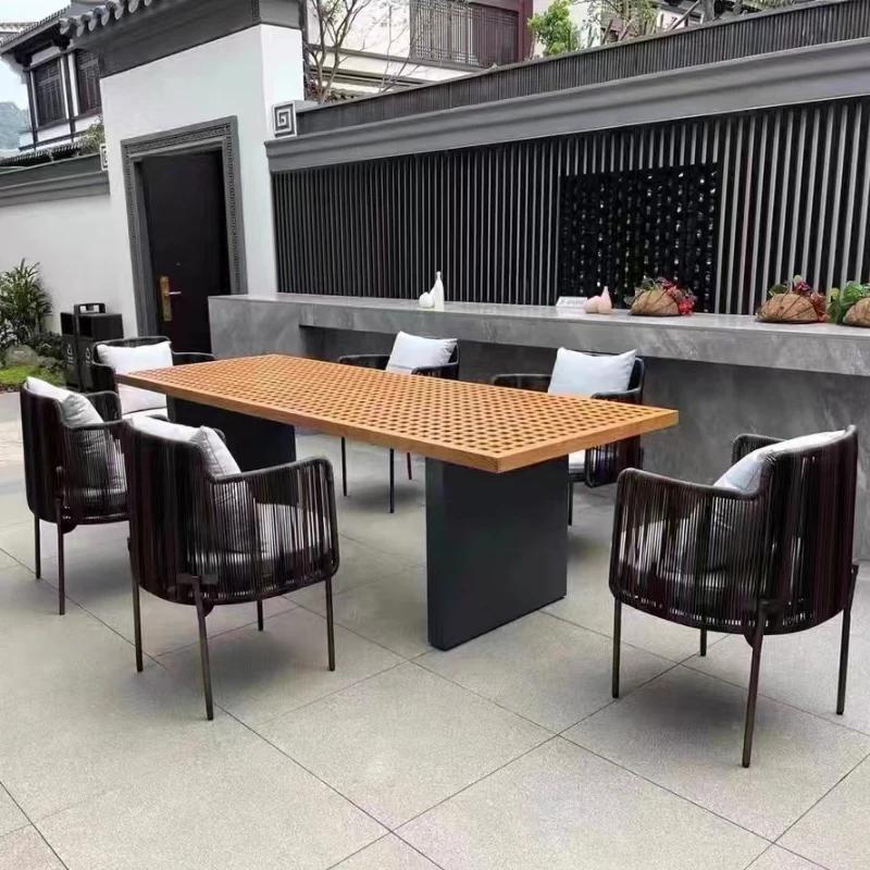 Table en bois italienne d'extérieur, style nordique, pour fête, événement, Restaurant, cuisine, Tabl
