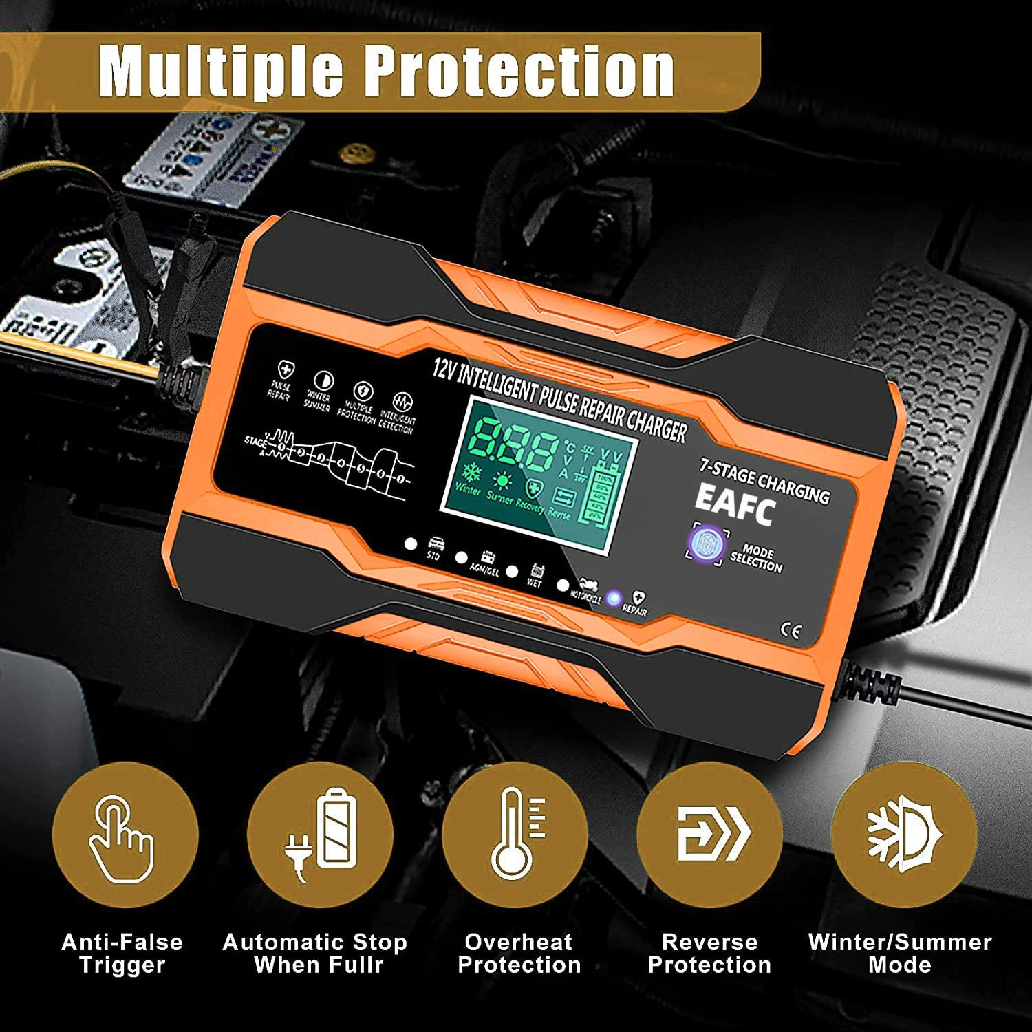 Chargeur de batterie intelligent 12V 24V 12a 10a, Charge rapide pour Batteries de voiture, Charge en