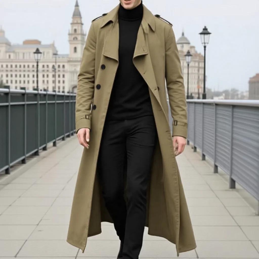 Veste coupe-vent longue polyvalente pour hommes: Trench-Coat léger printemps-automne pour Streetwear