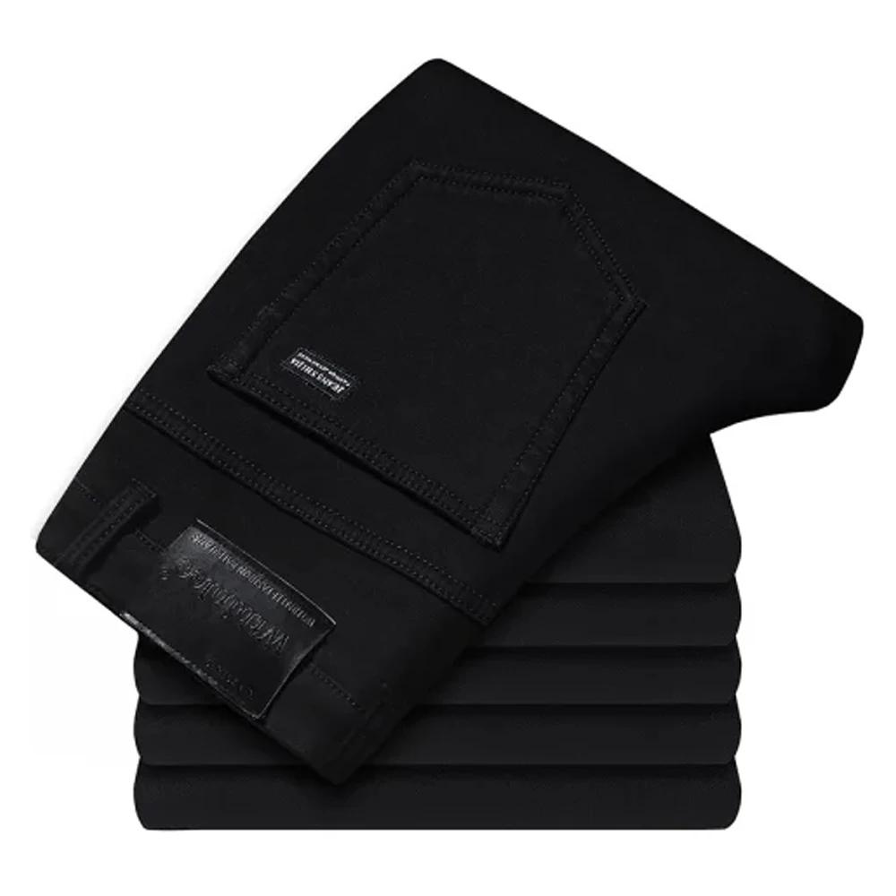 Wthinlee hommes d'affaires jean décontracté droit Stretch mode classique bleu noir travail Denim pan