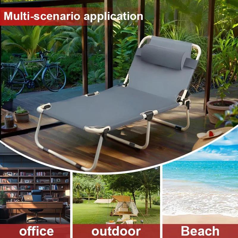 Fauteuil inclinable pliant portable, chaise d'extérieur pour terrasse de camping sur la plage avec o