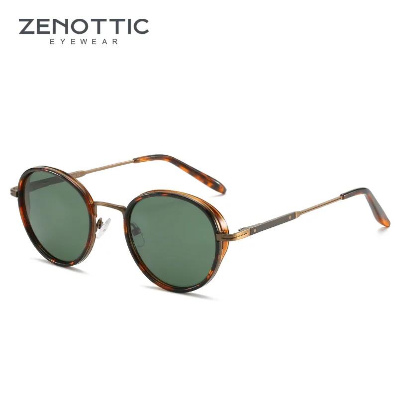 ZENOTTIC Steampunk lunettes de soleil rondes miroir polarisé (01 couleur) lunettes de soleil pour fe