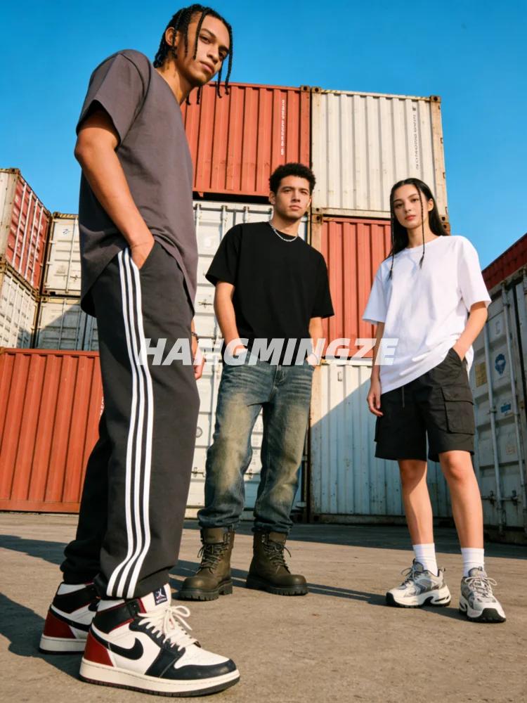 Lot de 3 T-shirts Américains en Coton Lourd 230 GSM à Manches Courtes pour Hommes et Femmes, Couleur