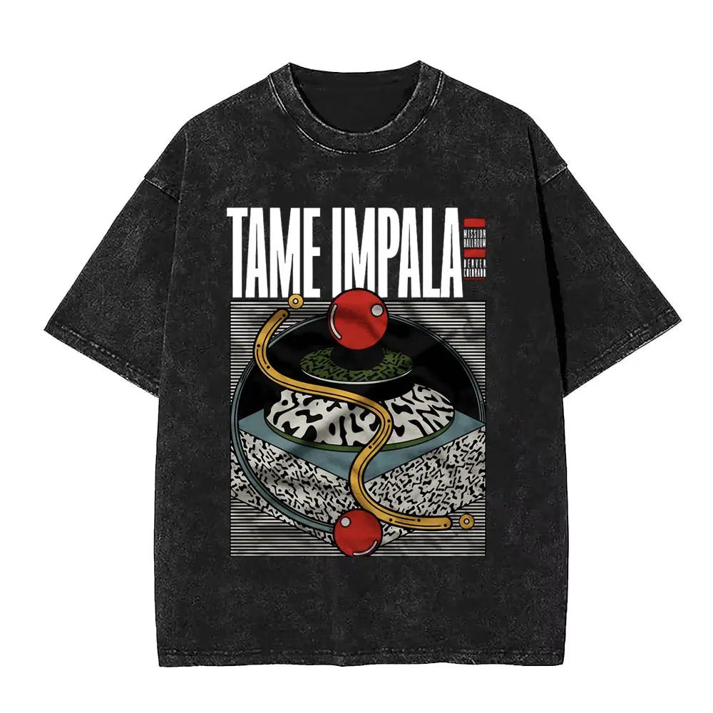 VintageWashed Pop Rock Band Tame Impala Currents impression graphique t-shirts hommes femmes décontr