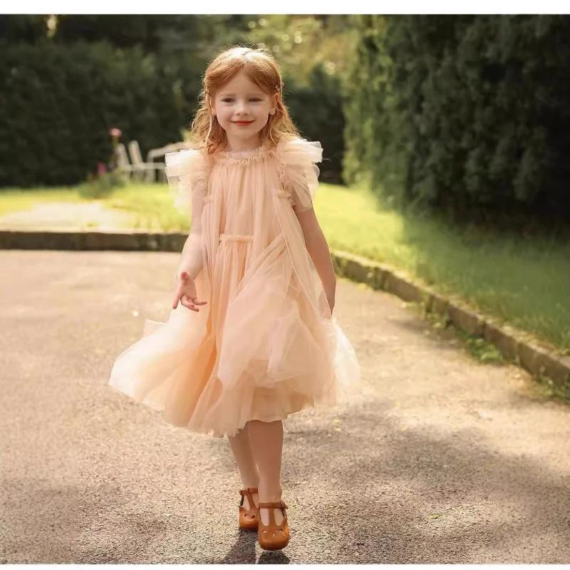 Robe de Princesse Élégante pour Filles 2026 – Tenue de Soirée Formelle Tutu avec Manches Volantes po