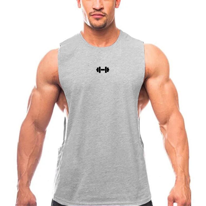Gilets d'entraînement de Fitness en coton respirant fentes latérales débardeurs hommes musculation M