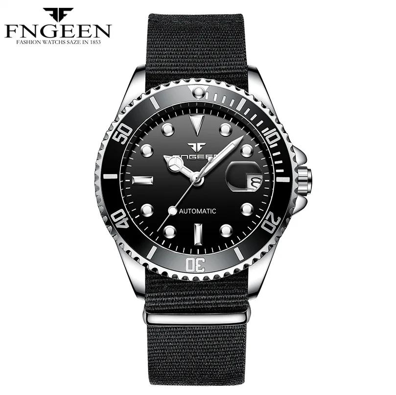 FNGEEN-Montre mécanique en acier pour homme, marque de luxe, avec modules tourbillon, date automatiq