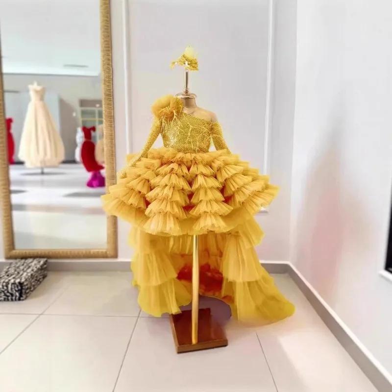 Robe de princesse pour fille avec traîne, idéale pour les fêtes, mariages, soirées, cérémonies, spec