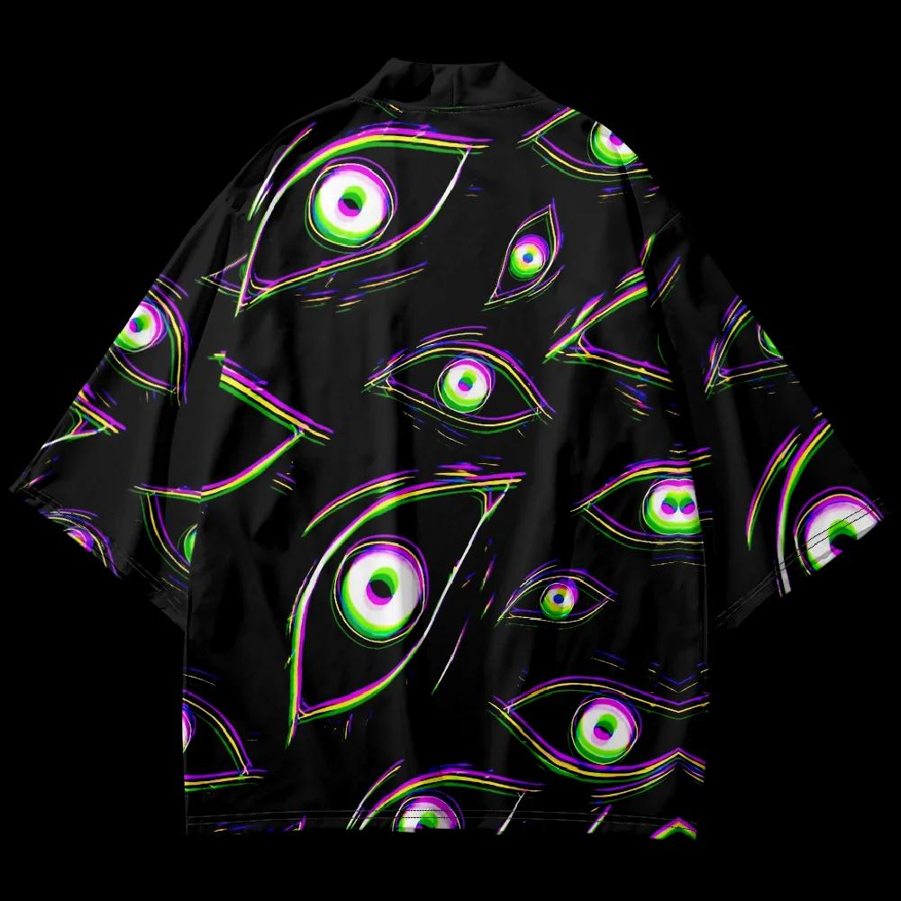 Nouvelle tendance mode hommes décontracté Kimono démon oeil impression hommes traditionnel Kimono qu