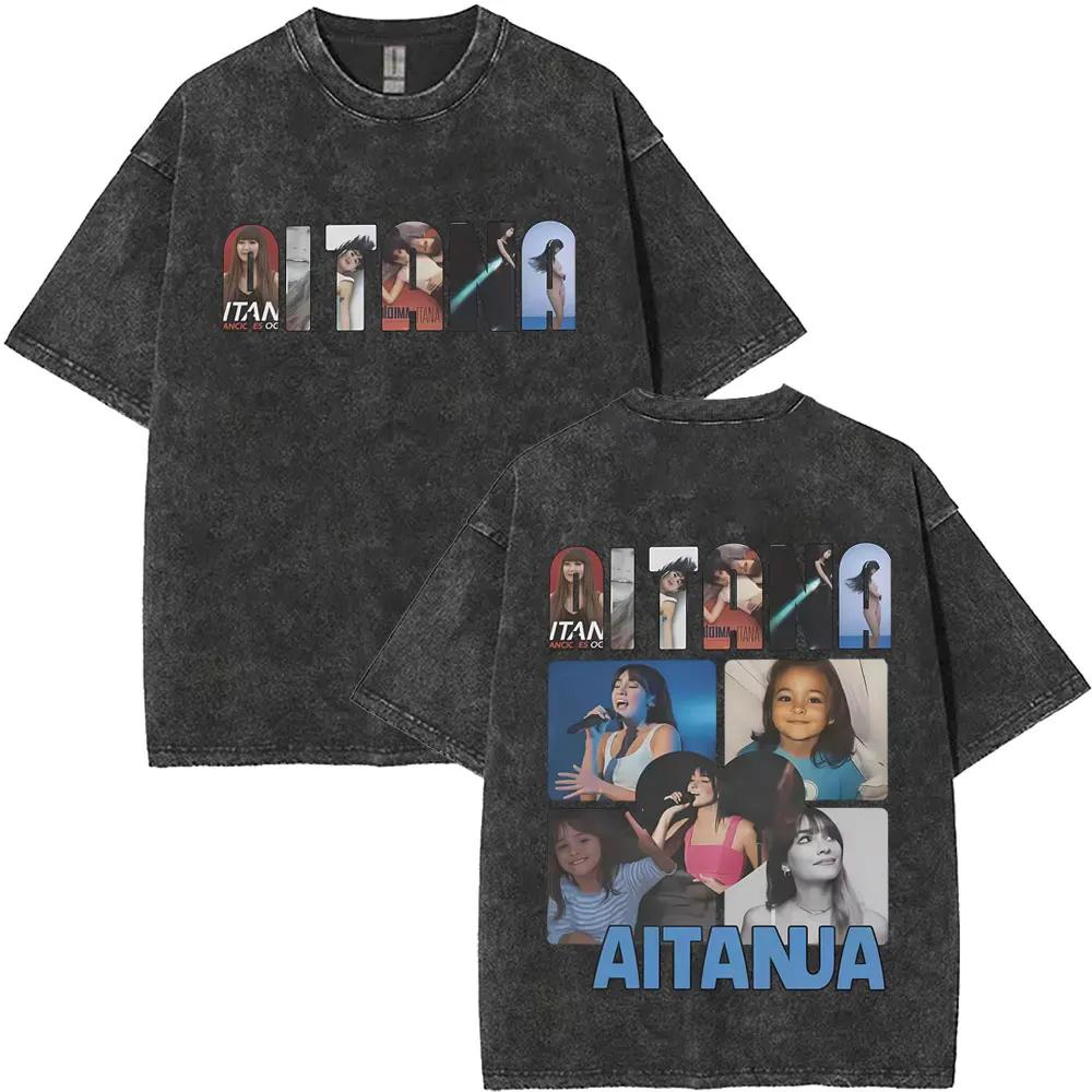 Lavé Vintage chanteur Aitana graphique T-shirt CUARTO bleu impression T-shirts hommes femmes mode Po