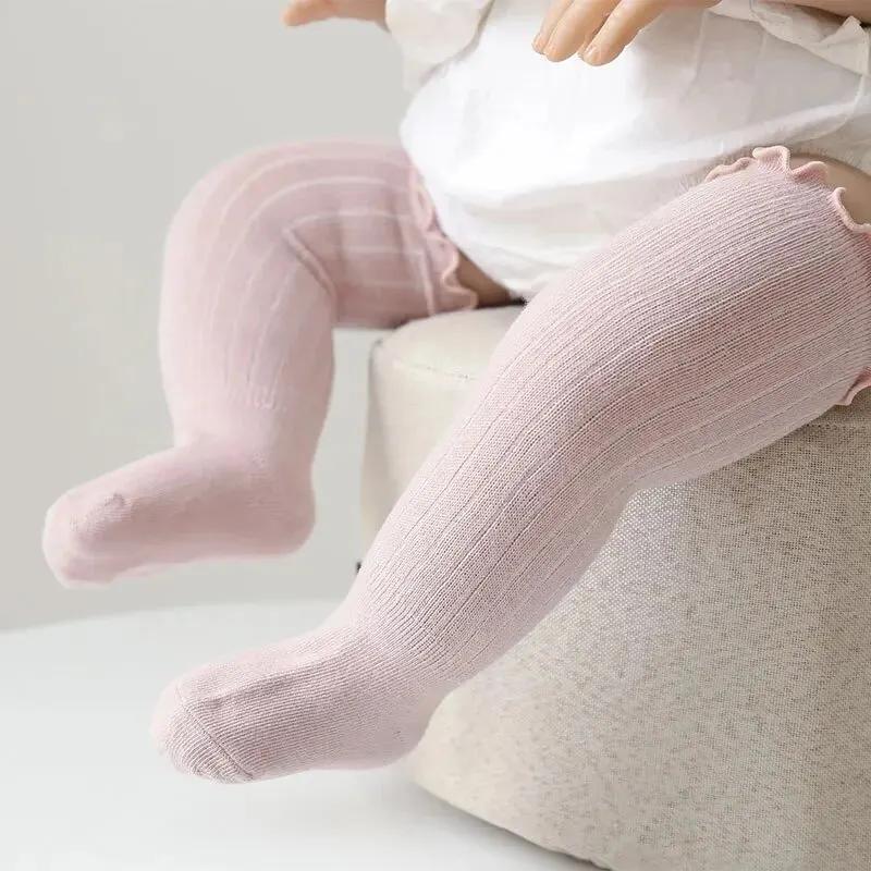 3 paires/lot bébé filles chaussettes dentelle froufrous solide coton longue genou haute enfants chau
