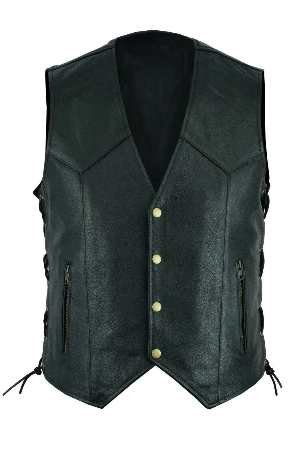 Gilet en cuir Punk mode manteau décontracté moto gilet hommes solide gilet flotte