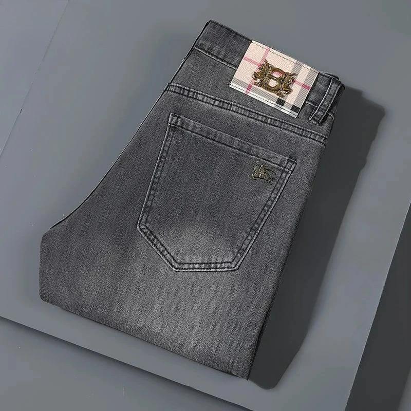 Jean pour homme, coupe slim élastique, jambe droite légère, denim haut de gamme, pantalon long en de