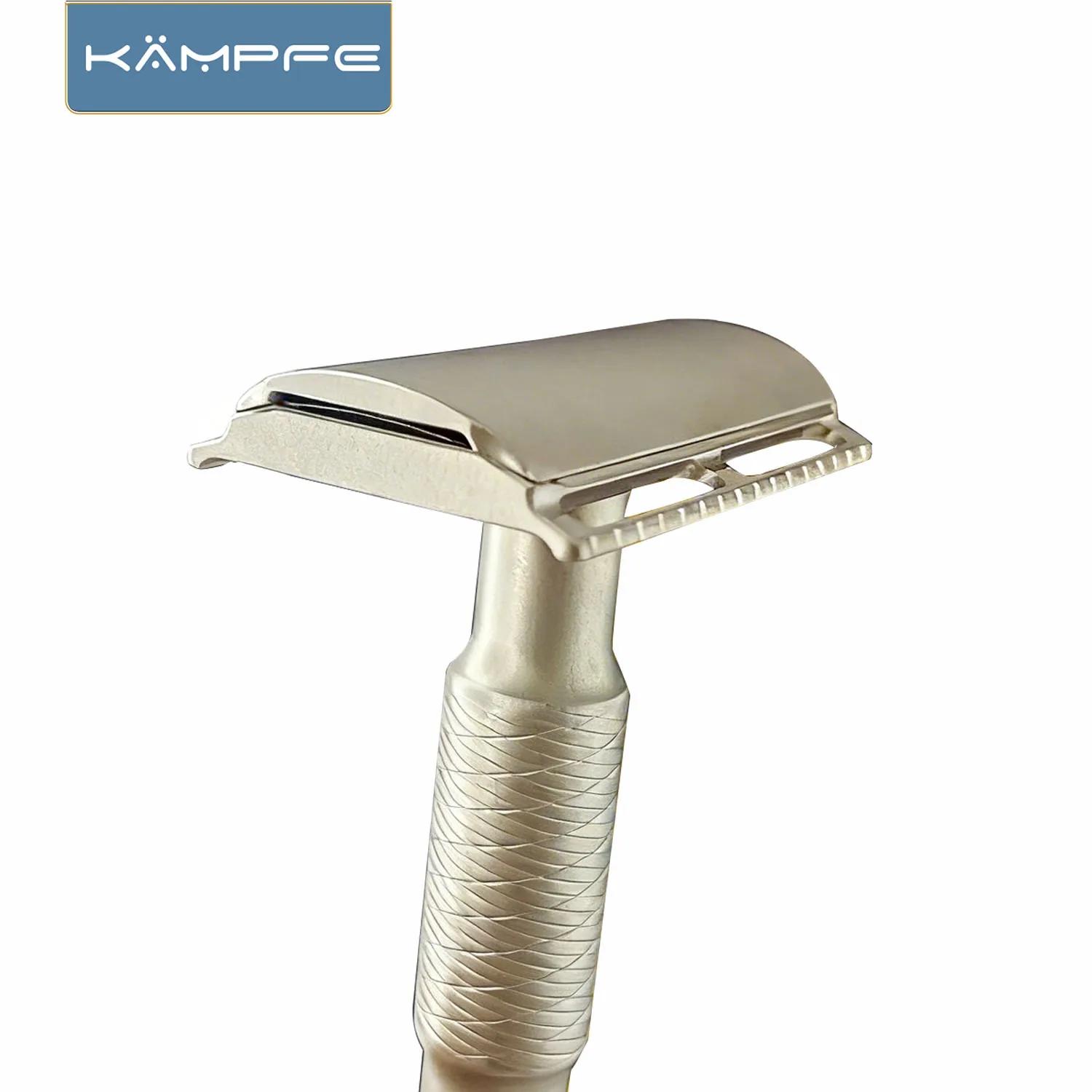 Rasoir de sécurité manuel vintage KAMPFE, à peigne fermé, en acier inoxydable, usiné CNC, pour homme