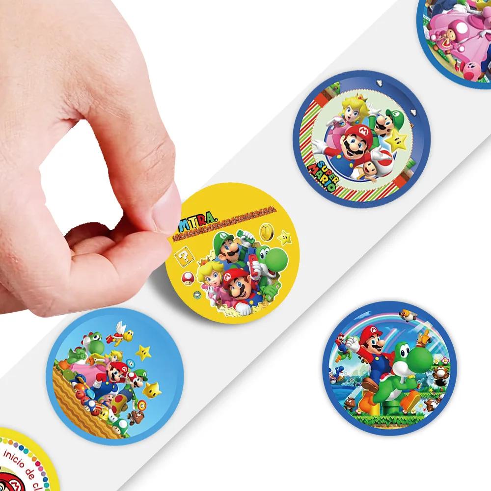 500 pièces Super Mario Bros rouleau autocollants Anime dessin animé bricolage étiquette bagages Graf