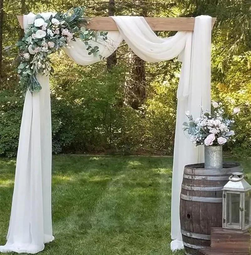 Arc de mariage vert sauge, 2 pièces, rideaux transparents drapés, toile de fond pour fête, cérémonie