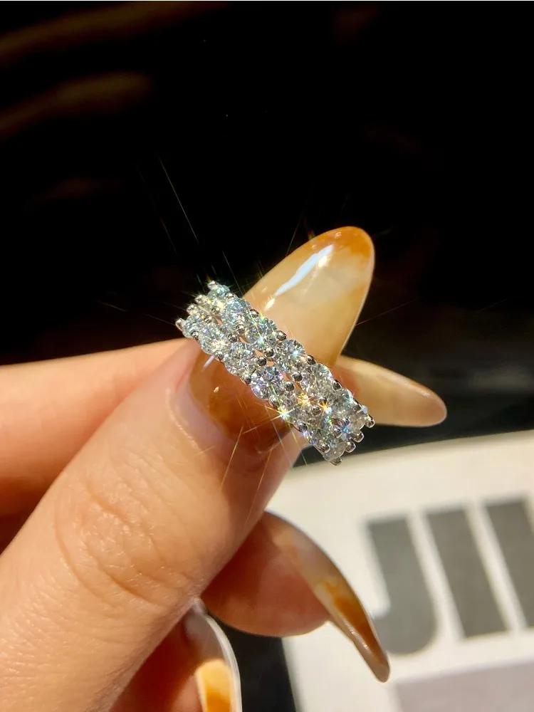 Bague de luxe en moissanite couleur D 1,4 carat pour femme, en argent sterling 925 véritable, pour m