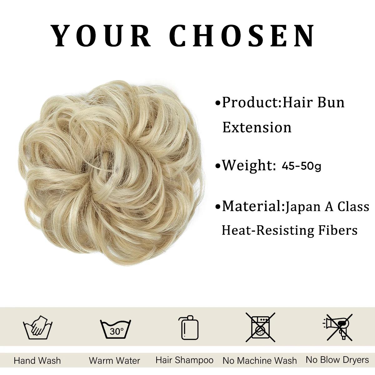 Extensions de Chignon synthétiques en désordre, grands chouchous élastiques bouclés, postiche Chigno