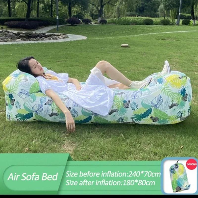 Canapé gonflable rapide pour camping, chaise longue à air, sac de couchage de plage, portable, pliab
