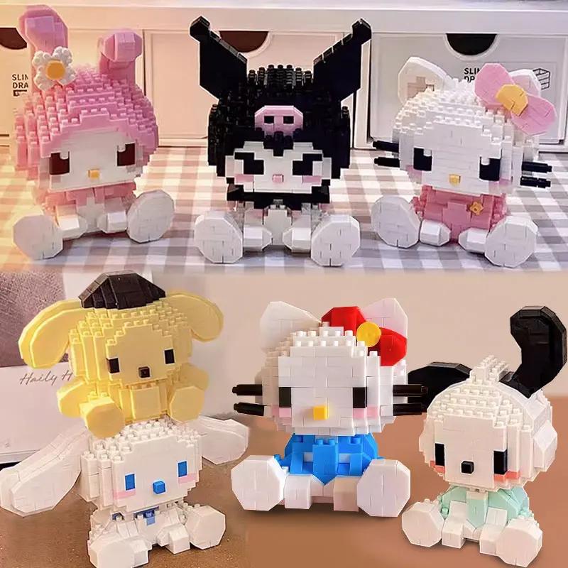 KEEPPLEY Sanrio Anime Hello Kitty My Melody Cinnamoroll Pompompurin Kuromi Blocs de construction pou
