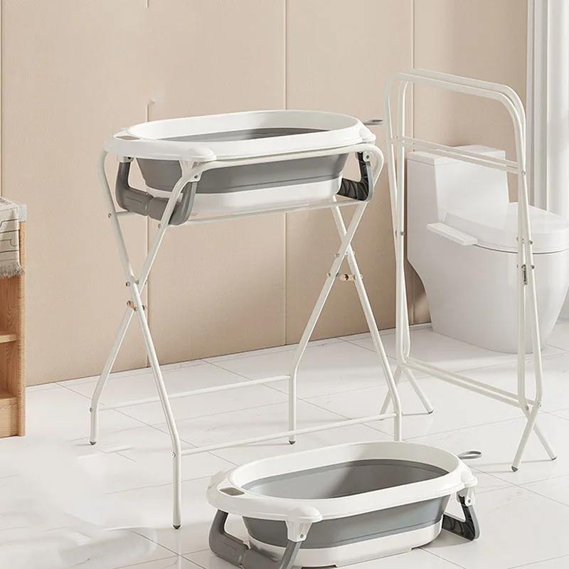 Baignoire pour bébé avec support et ensemble thermosensible, support de baignoire pliable avec capac