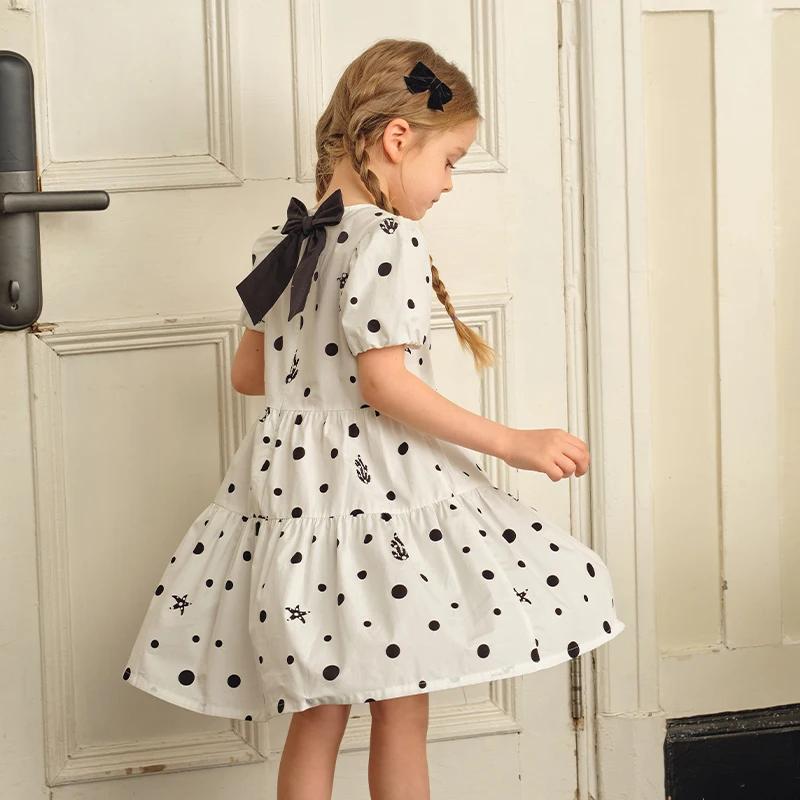 Dave Bella – robe de princesse à manches courtes pour filles, en coton, pour fête d'été et de printe