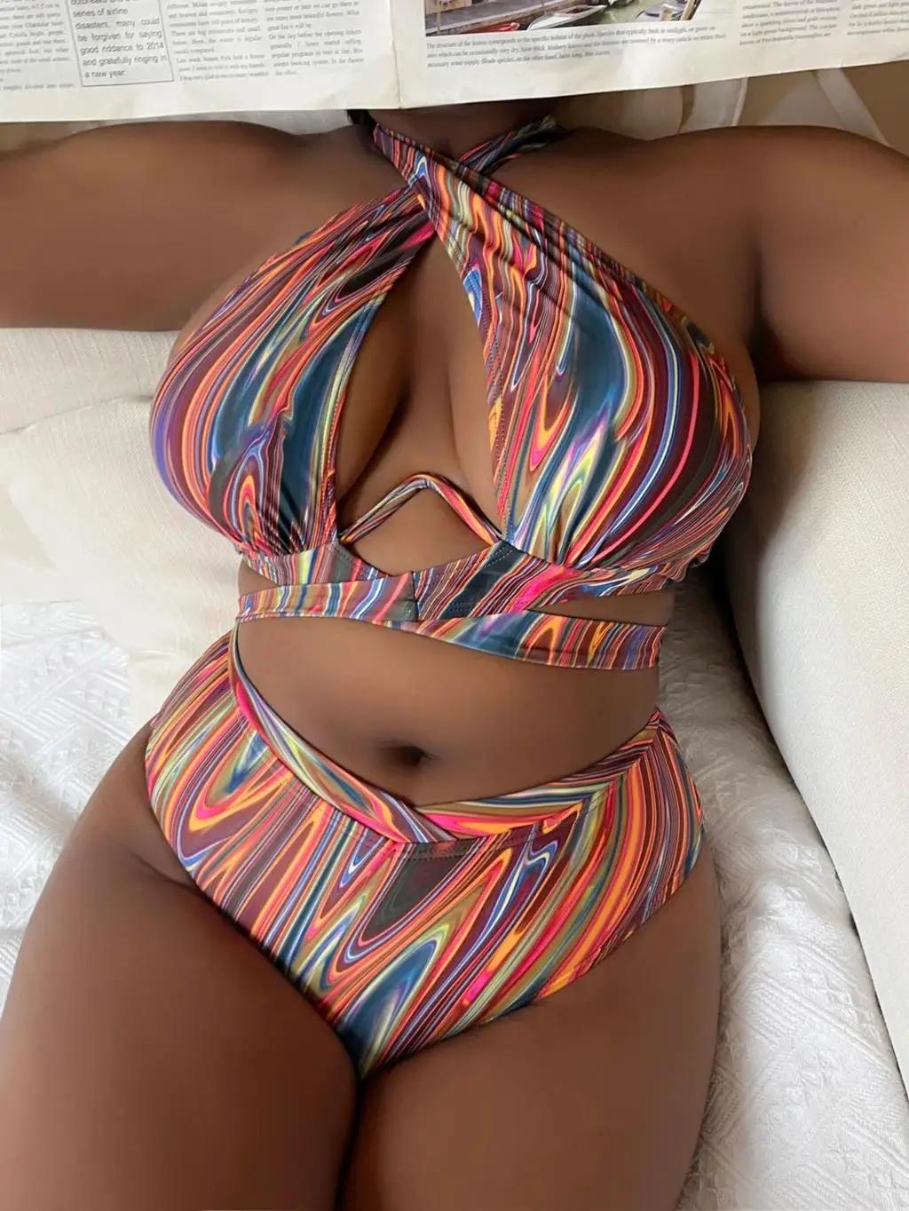 Maillot de bain imprimé push-up 2026 pour femme, grande taille, taille haute, pour la plage et la na