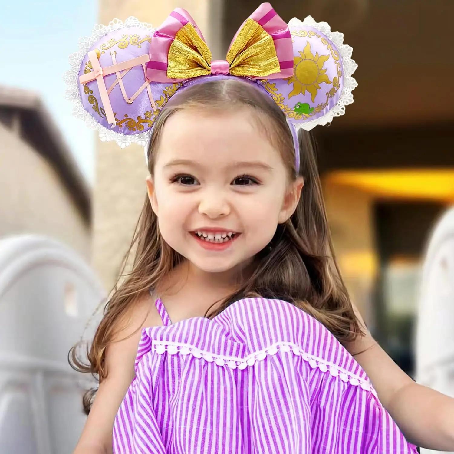 Bandeaux d'oreille Mickey Mouse Raiponce, Costume de Cosplay de princesse pour fête d'anniversaire, 